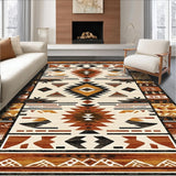 Ultra Soft Area Rug, Non Slip, Stain Resistant, Washable Area Rugs for Living Room, Bedroom, Vibrant Abstract Symmetrical Composition(Brown)