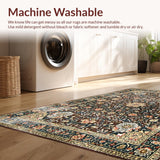 Ultra Soft Area Rug, Non Slip, Stain Resistant, Washable Area Rugs for Living Room, Bedroom, Chic Vintage Botanical Arrangement(Brown)