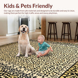Ultra Soft Area Rug, Non Slip, Stain Resistant, Washable Area Rugs for Living Room, Bedroom, Minimalist Leopard Print Elegance(Beige)