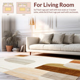 Low Pile Beige With Abstract Geometric Design For Contemporary Decor(Beige)