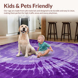 Ultra Soft Area Rug, Non Slip, Stain Resistant, Washable Area Rugs for Living Room, Bedroom, Fuzzy Rustic Watercolor Touch(Purple)