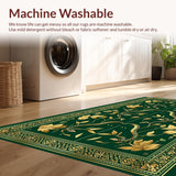 Ultra Soft Area Rug, Non Slip, Stain Resistant, Washable Area Rugs for Living Room, Bedroom, Rustic Wildlife Inspired Decor(Green)