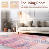 Ultra Soft Area Rug, Non Slip, Stain Resistant, Washable Area Rugs for Living Room, Bedroom, Pastel Colorful Modern Aesthetic(Pink)