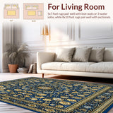 Ultra Soft Area Rug, Non Slip, Stain Resistant, Washable Area Rugs for Living Room, Bedroom, Geometric with Smoke & Beige(Blue)