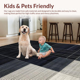 Ultra Soft Area Rug, Non Slip, Stain Resistant, Washable Area Rugs for Living Room, Bedroom, Chic Abstract Monochrome Design(Black)