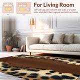 Ultra Soft Area Rug, Non Slip, Stain Resistant, Washable Area Rugs for Living Room, Bedroom, Faux Animal Skin Bedroom Carpet for Modern Interiors(Brown)