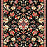 Ultra Soft Area Rug, Non Slip, Stain Resistant, Washable Area Rugs for Living Room, Bedroom, Artful Black Floral Display(Black)