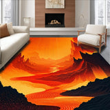 Ultra Soft Area Rug, Non Slip, Stain Resistant, Washable Area Rugs for Living Room, Bedroom, Vivid Abstract Lava Aesthetic(Orange)