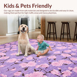 Ultra Soft Area Rug, Non Slip, Stain Resistant, Washable Area Rugs for Living Room, Bedroom, Youthful Elegant Bloom Pattern(Purple)
