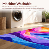 Ultra Soft Area Rug, Non Slip, Stain Resistant, Washable Area Rugs for Living Room, Bedroom, Playful Rainbow Swirl Aesthetic(Orange)