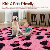 Ultra Soft Area Rug, Non Slip, Stain Resistant, Washable Area Rugs for Living Room, Bedroom, Modern Pink Leopard Bedroom Rug for Teen Girls(Pink)