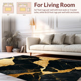 Ultra Soft Area Rug, Non Slip, Stain Resistant, Washable Area Rugs for Living Room, Bedroom, Modern Abstract Black Gold Living Room Carpet(Black)