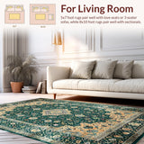 Ultra Soft Area Rug, Non Slip, Stain Resistant, Washable Area Rugs for Living Room, Bedroom, Sleek Minimalist Medallion Style(Blue)