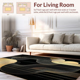 Ultra Soft Area Rug, Non Slip, Stain Resistant, Washable Area Rugs for Living Room, Bedroom, Striking Contrast of Bold Lines(Gold)