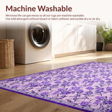 Ultra Soft Area Rug, Non Slip, Stain Resistant, Washable Area Rugs for Living Room, Bedroom, Minimalist Purple Blossom Theme(Pink)