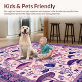 Ultra Soft Area Rug, Non Slip, Stain Resistant, Washable Area Rugs for Living Room, Bedroom, Serene Pastel Foliage Fusion(Pink)