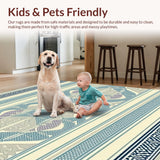 Blue Beige Country Charm Area Interlaced Oval Rustic Classic(Beige)