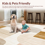 Ultra Soft Area Rug, Non Slip, Stain Resistant, Washable Area Rugs for Living Room, Bedroom, Modern Geometric Area Non Slip Runner for Hallways(Beige)