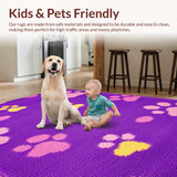 Ultra Soft Area Rug, Non Slip, Stain Resistant, Washable Area Rugs for Living Room, Bedroom, Bright and Cheerful Cartoon Animal Style(Purple)