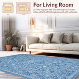 Ultra Soft Area Rug, Non Slip, Stain Resistant, Washable Area Rugs for Living Room, Bedroom, Cute Preppy Room Decor(Blue)