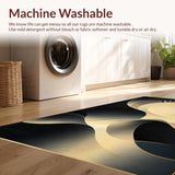 Ultra Soft Area Rug, Non Slip, Stain Resistant, Washable Area Rugs for Living Room, Bedroom, Contemporary Black and Gold Artistic Flow(Gold)