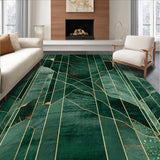 Ultra Soft Area Rug, Non Slip, Stain Resistant, Washable Area Rugs for Living Room, Bedroom, Sleek Abstract Linear Patterns(Green)