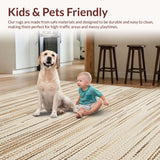 Ultra Soft Area Rug, Non Slip, Stain Resistant, Washable Area Rugs for Living Room, Bedroom, Cozy Natural Fiber Woven Texture(Beige)