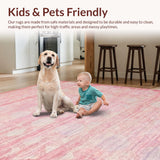 Ultra Soft Area Rug, Non Slip, Stain Resistant, Washable Area Rugs for Living Room, Bedroom, Whimsical Ribbon Knot Rug with Loop Accents and Scallop Pattern(Pink)