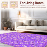 Ultra Soft Area Rug, Non Slip, Stain Resistant, Washable Area Rugs for Living Room, Bedroom, Whimsical Flower Motif Delight(Purple)