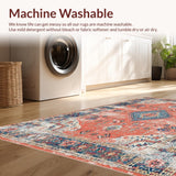 Ultra Soft Area Rug, Non Slip, Stain Resistant, Washable Area Rugs for Living Room, Bedroom, Chic Coral and Beige Harmony(Orange)