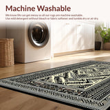 Ultra Soft Area Rug, Non Slip, Stain Resistant, Washable Area Rugs for Living Room, Bedroom, Tribal Black and White Aesthetic(Black)