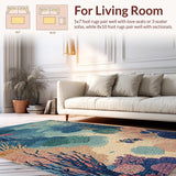 Ultra Soft Area Rug, Non Slip, Stain Resistant, Washable Area Rugs for Living Room, Bedroom, Marine Adventure Carpet With Graceful Turtles Amid Colorful Reef Design(Blue)