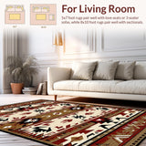 Ultra Soft Area Rug, Non Slip, Stain Resistant, Washable Area Rugs for Living Room, Bedroom, Native American Inspired Design(Brown)