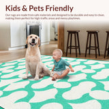 Ultra Soft Area Rug, Non Slip, Stain Resistant, Washable Area Rugs for Living Room, Bedroom, Trendy Radiant Abstract Scallop Style(White)