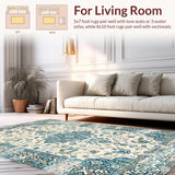 Ultra Soft Area Rug, Non Slip, Stain Resistant, Washable Area Rugs for Living Room, Bedroom, Chic Pastel Floral Motif(Beige)