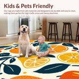 Ultra Soft Area Rug, Non Slip, Stain Resistant, Washable Area Rugs for Living Room, Bedroom, Fun Juicy Patterned Surface(Orange)