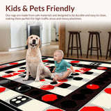 Ultra Soft Area Rug, Non Slip, Stain Resistant, Washable Area Rugs for Living Room, Bedroom, Playful Modern Dice Aesthetic(Red)