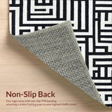 Ultra Soft Area Rug, Non Slip, Stain Resistant, Washable Area Rugs for Living Room, Bedroom, Contemporary Striped Area Rug Black and White Linear Design(Black)