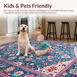 Ultra Soft Area Rug, Non Slip, Stain Resistant, Washable Area Rugs for Living Room, Bedroom, Vibrant Patterned Boho Charm(Blue)