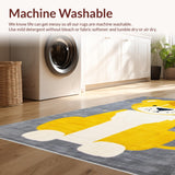 Ultra Soft Area Rug, Non Slip, Stain Resistant, Washable Area Rugs for Living Room, Bedroom, Vibrant Whimsical Jungle Aesthetic(Yellow)
