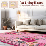 Ultra Soft Area Rug, Non Slip, Stain Resistant, Washable Area Rugs for Living Room, Bedroom, Soft Aesthetic Pastel Living Room Area Rug(Pink)