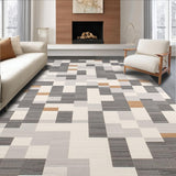 Ultra Soft Area Rug, Non Slip, Stain Resistant, Washable Area Rugs for Living Room, Bedroom, Modern Entryway Geometric Gray & Beige Design(Gray)