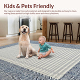 Ultra Soft Area Rug, Non Slip, Stain Resistant, Washable Area Rugs for Living Room, Bedroom, Contemporary Round Blue Tones Design(Blue)