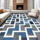 Ultra Soft Area Rug, Non Slip, Stain Resistant, Washable Area Rugs for Living Room, Bedroom, Stylish Modern Symmetrical Elements(Blue)