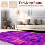 Ultra Soft Area Rug, Non Slip, Stain Resistant, Washable Area Rugs for Living Room, Bedroom, Sophisticated Lettered Design with Color Pop(Purple)
