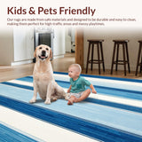 Ultra Soft Area Rug, Non Slip, Stain Resistant, Washable Area Rugs for Living Room, Bedroom, Coastal Stripe Area Rug for Balcony Easy Care Blue Ivory Carpet(Blue)