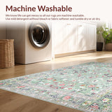 Ultra Soft Area Rug, Non Slip, Stain Resistant, Washable Area Rugs for Living Room, Bedroom, Soft Green Abstract Leaf Pattern(Green)
