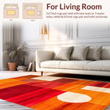 Ultra Soft Area Rug, Non Slip, Stain Resistant, Washable Area Rugs for Living Room, Bedroom, Warm Toned Artful Patterned Delight(Red)