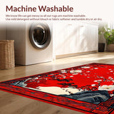 Ultra Soft Area Rug, Non Slip, Stain Resistant, Washable Area Rugs for Living Room, Bedroom, Elegant Asian Floral Motif(Red)