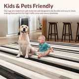 Ultra Soft Area Rug, Non Slip, Stain Resistant, Washable Area Rugs for Living Room, Bedroom, Chris Loves FRA Modern Striped Area(Gray)